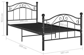 Estrutura de cama 100x200 cm metal preto