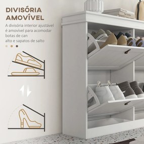 Móvel Sapateira Branco Sapateira Estreita com 4 Portas e Prateleira Ajustável para 20 Pares de Sapatos 150x24x82,5 cm Branco