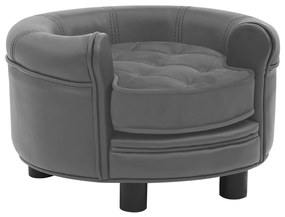 vidaXL Sofá para cães 48x48x32 cm pelúcia e couro artificial cinzento
