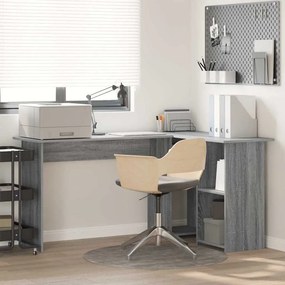 vidaXL Secretária Cinzenta Cinzento Sonoma MDF Média Armazenagem