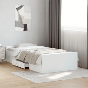 vidaXL Estrutura cama c/ gavetas 90x190 cm derivados de madeira branco