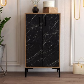 Armário para Sapatos Prag – Nogueira e Preto – 60 cm x 111 cm x 35 cm