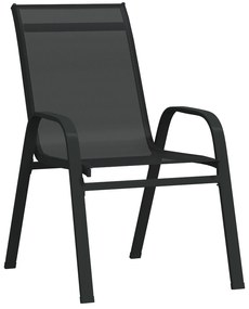 Conjunto de Jantar de Jardim vidaXL de 9 Peças Preto Textilene e Aço
