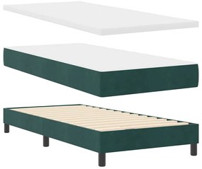 Cama Box Spring vidaXL com Colchão e LED Verde Escuro 90x190 cm Veludo
