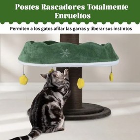Arranhador para gatos em forma Árvore de Natal 179 cm com Vários Níveis com 3 Plataformas de Veludo Cabide Fechado Superior Verde