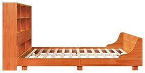 Cama sem colchão 200x200 cm pinho maciço castanho-mel
