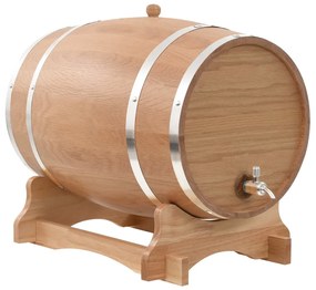 vidaXL Barril de vinho com torneira em madeira de carvalho maciça 35 L