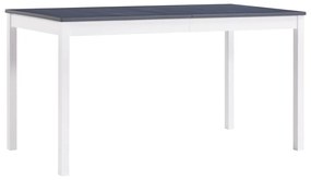 Mesa de jantar 140x70x73 cm madeira de pinho branco e cinzento