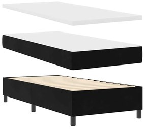 Cama Box com Colchão e Banco Preta 90x200 cm Veludo