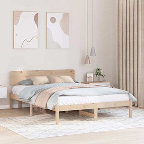 vidaXL Estrado de Cama com Cabeceira 160x200 cm em Madeira de Pinho Sólido