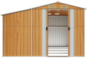 Abrigo de jardim 277x365,5x179cm aço galvanizado castanho-claro