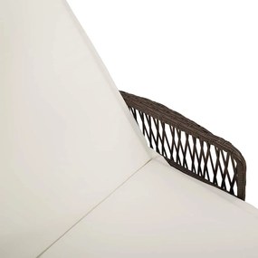Espreguiçadeira Marrom e branco creme Vime PE 157 x 55 x 92 cm