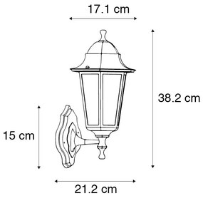 Candeeiro de parede clássico para exterior preto com sensor de movimento - New Haven Clássico / Antigo