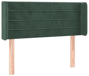 Cabeceira cama c/ luzes LED veludo 103x16x78/88 cm verde-escuro