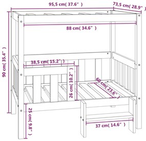 Cama para cães 95,5x73,5x90 cm madeira de pinho maciça