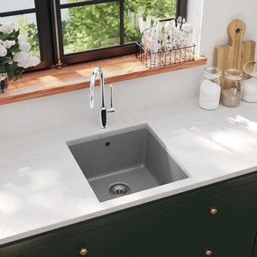 142961 vidaXL Lava-louça com 1 cuba granito cinzento