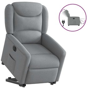 vidaXL Poltrona reclinável elevatória elétrica tecido cinzento-claro