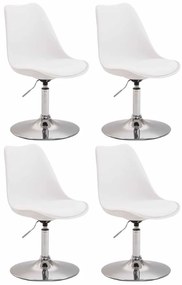 Conjunto de 4 cadeiras de sala de jantar Maverick em plástico com estrutura cromada 76-81 x 48 x 57 cm Branco