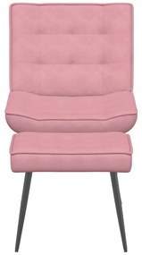 Cadeira de descanso com banco veludo rosa