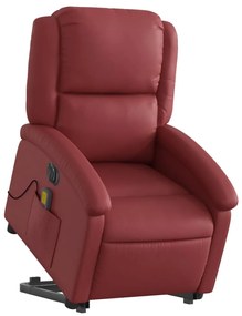 Poltrona reclin. elevatória elétrica couro artif vermelho-tinto