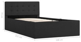 Cama hidráulica c/ arrumação 100x200cm tecido cinza-escuro