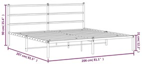 Estrutura de cama com cabeceira 200x200 cm metal branco