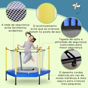 Trampolim para Crianças com Rede de Segurança 122x122x97 cm Azul