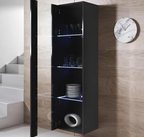 Vitrine Badajoz – 40x165 cm – Preto com LED Azul