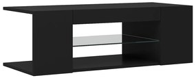 Móvel de TV com luzes LED 90x39x30 cm preto