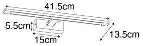 Candeeiro de parede moderno preto 41,5 cm com LED IP44 - Jerre Moderno