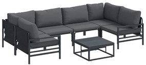 Conjunto de Sofá de Jardim 7 pcs Antracite Aço
