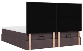 Estrutura de cama otomana com colchões tecido castanho escuro