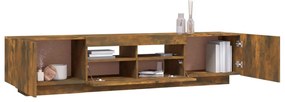 Conjunto móveis de TV 2pcs c/ LEDs madeira carvalho fumado