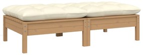vidaXL Sofá de jardim 2 lugares com almofadões cor creme pinho maciço