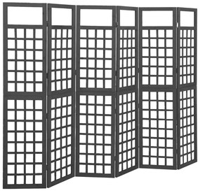 vidaXL Biombo/treliça 6 painéis abeto maciço 242,5x180 cm preto