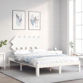 3193722 vidaXL Estrutura de cama com cabeceira 120x200cm madeira maciça branco