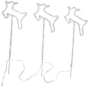 Conjunto de 3 projetores de Natal Veado branco Incl. LED com temporizador IP44 - Shika