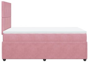 Cama boxspring com colchão 120x200 cm veludo rosa