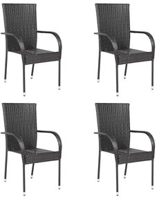 Cadeiras de exterior empilháveis 4 pcs vime PE castanho