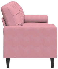 Sofá 3 lugares c/ almofadas decorativas 210 cm veludo rosa