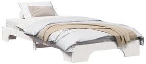 Estrutura de Cama Branca Madeira de Pinho Sólida 90 x 190 cm