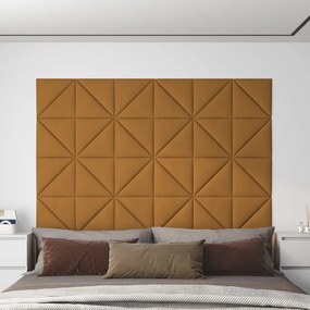 Painel de parede 12 pcs 30x30 cm veludo 0,54 m² castanho