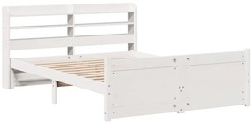 Estrutura de cama c/ cabeceira 150x200 cm pinho maciço branco