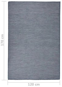 Tapete de tecido plano para exterior 120x170 cm azul