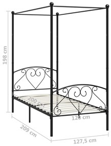 Estrutura de cama com dossel 120x200 cm metal preto