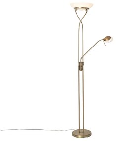 Candeeiro de pé bronze com LED e dimmer com candeeiro de leitura - Empoli