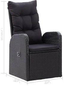 5 pcs conjunto de jantar de jardim preto