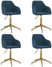 vidaXL Cadeiras de jantar giratórias 4 pcs veludo azul