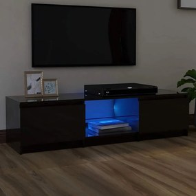 vidaXL Móvel de TV com luzes LED 140x40x36 cm preto brilhante