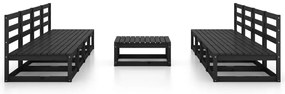 9 pcs conjunto lounge de jardim pinho maciço preto